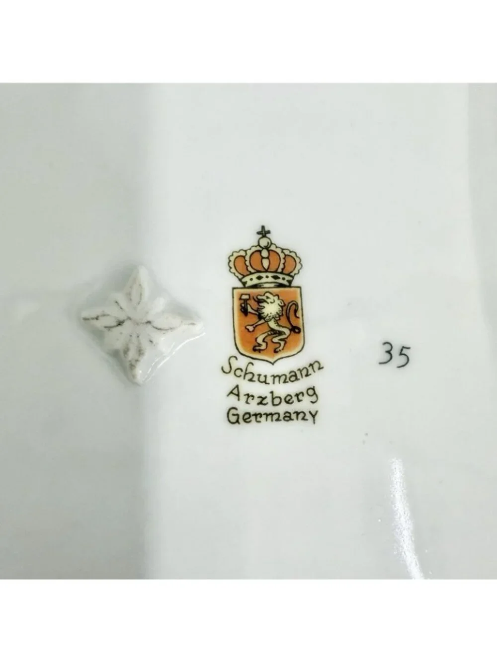 Schumann Arzberg Germany Floral Square Porcelain Serving Bowl Gold Gilt Dish